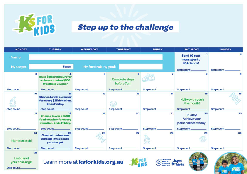 Ks for Kids calendar